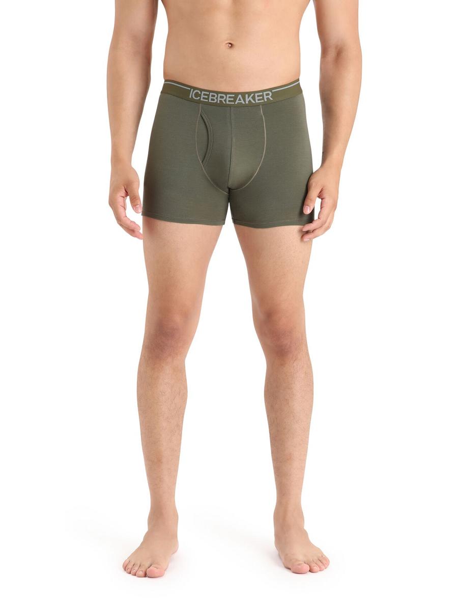 Bielizny Icebreaker Merino Anatomica Boxers With Fly Męskie Oliwkowe | PL 1642SGLO